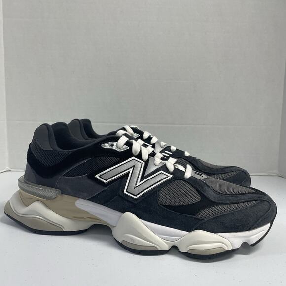 New Balance 9060 Black Phantom Magnet U9060BLC Size 13 White Black Chunky Shoe